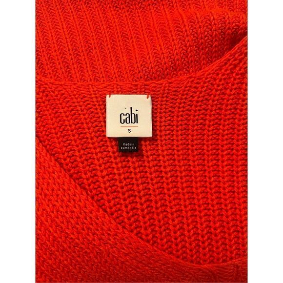 CAbi Ruby Red Slouchy Knit Pullover Short Sleeve V-Neck Sweater‎ - Picture 5 of 6